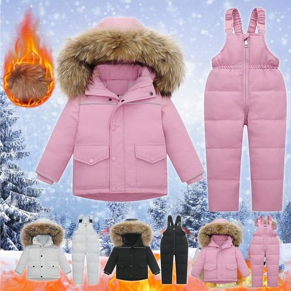 guisaled Toddler Ski Jacket and Snow Bib Snowsuit Set for Boys Lightweight Warm Windproof Waterproof Snow Suits for Girls