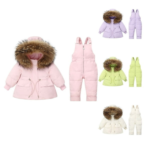 guisaled Toddler Snow Pants and Jacket Snowsuit Hooded Warm Ski Suits Windproof Waterproof Snowboard 2 Piece Snow Suits 1-3t