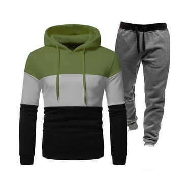 guisaled Tracksuit 2 Piece for Men Long Sleeve Colorblock Hoodies And Sweatpants Sets Athletic Casual Jogging Sweatsuits