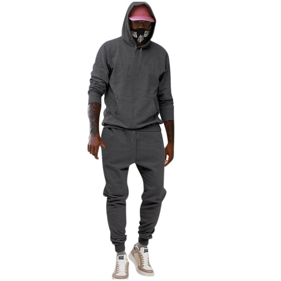 guisaled Tracksuits 2 Piece for Men Fleece Lined Fashion Solid Pullover Sweatsuits Athletic Fit Jogging Hoodies Sweatpants Outfit Set