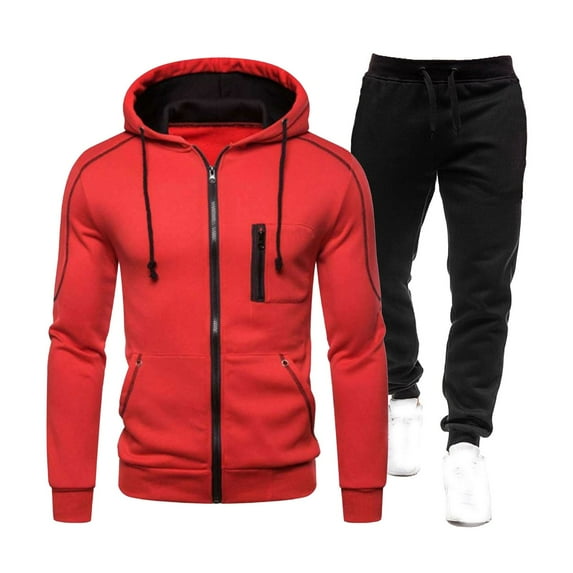 guisaled Tracksuits for Men Set Full Zip Hoodies Jogging Pants Sweatsuits Long Sleeve Warm Comfy Workout Athletic Sportswear Outfits