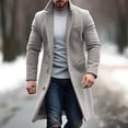 thumbnail image 1 of guisaled Trench Coat Men Waterproof Long Wool Pea Coat Fall Winter Classic Single Breasted Fashion Solid Windbreaker Jackets, 1 of 6
