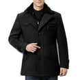 thumbnail image 1 of guisaled Trench Coat Men Wool Zipper Notched Collarfall Winter Warm Jackets Single Breasted Business Windbreaker Pea Coats, 1 of 4