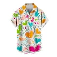 thumbnail image 1 of guisaled Valentine's Day Hawaiian Shirt For Men Relaxed Fit Short Sleeve Button Down Shirts Cute Heart Print Vacation Dating Tops, 1 of 4