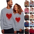 thumbnail image 1 of guisaled Valentines Heart Printed Sweatshirts for Couple Long Sleeve Crewneck Pullover Tops Matching Sweatshirts of Couples Valentines Day s, 1 of 4