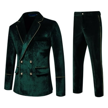 guisaled Velvet Suits for Mens Classic Slim Fit formal Blazer Jackets Pant Suits Single Breasted Lapel Business Prom Tuxedo Suits Deals