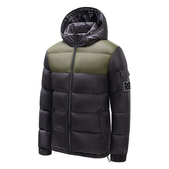 guisaled Winter Coat for Men Waterproof Thicken Insulated Warm Winter Puffer Jacket Solid Light Windproof Hooded Down Quilted Coats