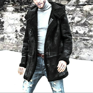 guisaled Winter Coats for Mens Fleece Lined Thickened Warm Long Jackets Padded Hood Windproof Plus Size Trendy Parka with Pockets