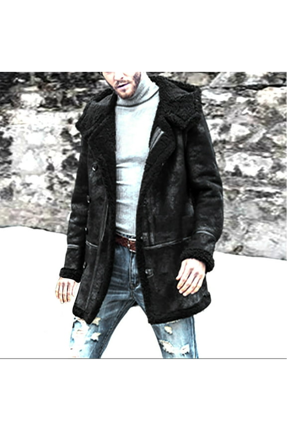 Winter Coats for Mens Fleece Lined Thickened Warm Long Jackets Padded Hood Windproof Plus Size Trendy Parka with Pockets