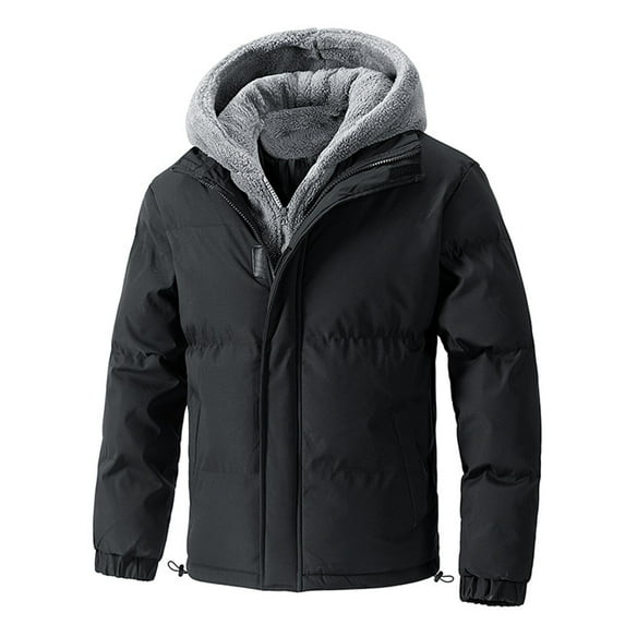 guisaled Winter Jackets for Men Diamond Quilted Lightweight Packable Warm Down Coats Padded Solid Hooded Zipper Cotton Outerwear