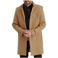 thumbnail image 1 of guisaled Wool Trench Coat for Men Stand Collar Single Breasted Slim Fit Wool Blend Long Pea Coat Winter Warm Windbreaker Jacket Overcoat s 2025, 1 of 7