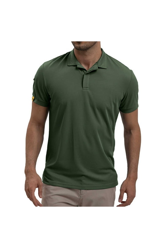 Work Shirts for Men Summer Short Sleeve Notch Collar Henley Dress Shirt Classic Fit Basic Solid Color Golf Shirts