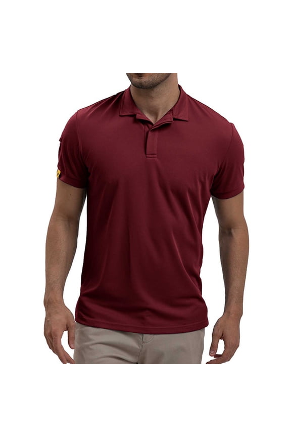 Work Shirts for Men Summer Short Sleeve Notch Collar Henley Dress Shirt Classic Fit Basic Solid Color Golf Shirts