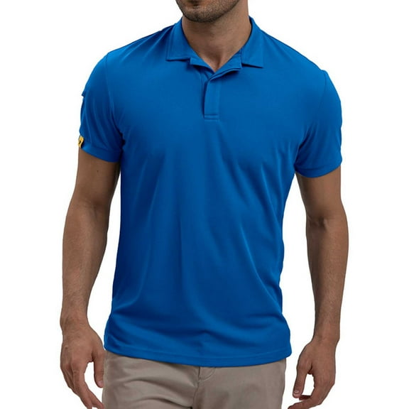 guisaled Work Shirts for Men Summer Short Sleeve Notch Collar Henley Dress Shirt Classic Fit Basic Solid Color Golf Shirts