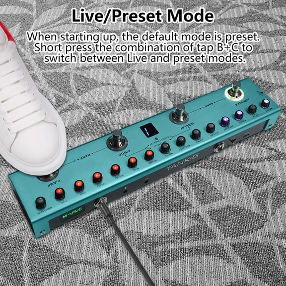 guitar effects pedal Processor Guitar Multi Effects Pedal 3 Band Equalizers XLR Balanced Output 3 Delays 3 Reverbs Guitar Effects Pedal BT Connection Type-C Rechargeable for Electric Guitar
