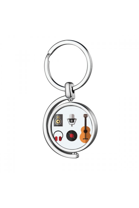 guitar headset cd microph music pattern Rotating Keychain Metal Keyring Holder