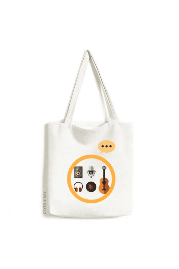 guitar headset cd microph music pattern expression sack canvas tote shoulder bag
