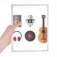 thumbnail image 1 of guitar headset cd microph music pattern notebook loose diary refillable journal statiry, 1 of 3
