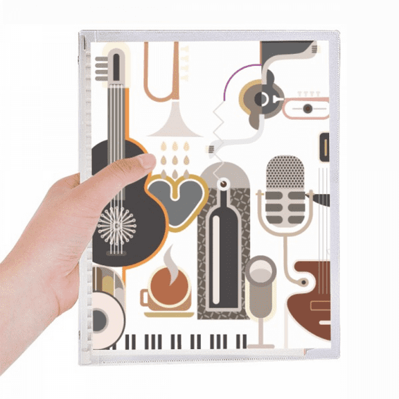guitar music illustrate blue pattern notebook loose diary refillable journal statiry