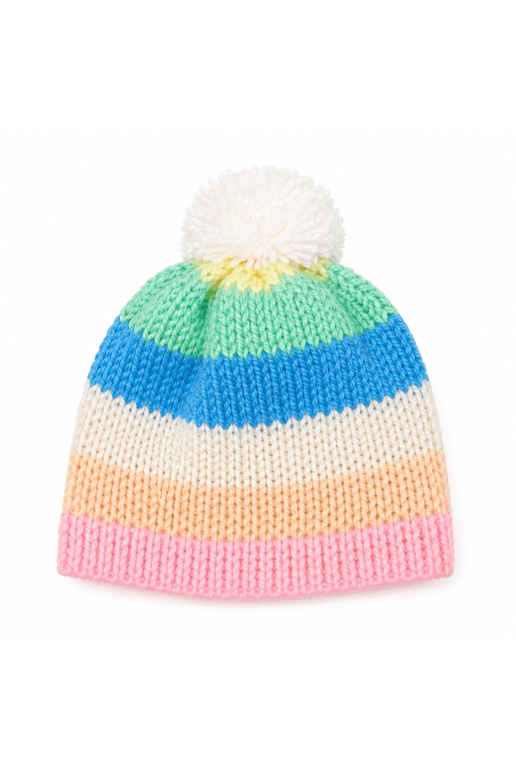 Handmade Crochet Baby Beanie Hat, Soft Knitted Winter Cap with Pom Pom for Newborn Baby Boys & Girls, Multicolor