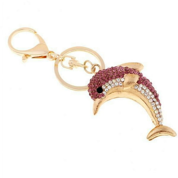 Hellery 6xDolphin Crystal Novelty Animal Key Chain Bag Pendant for Car Key 6 Pcs