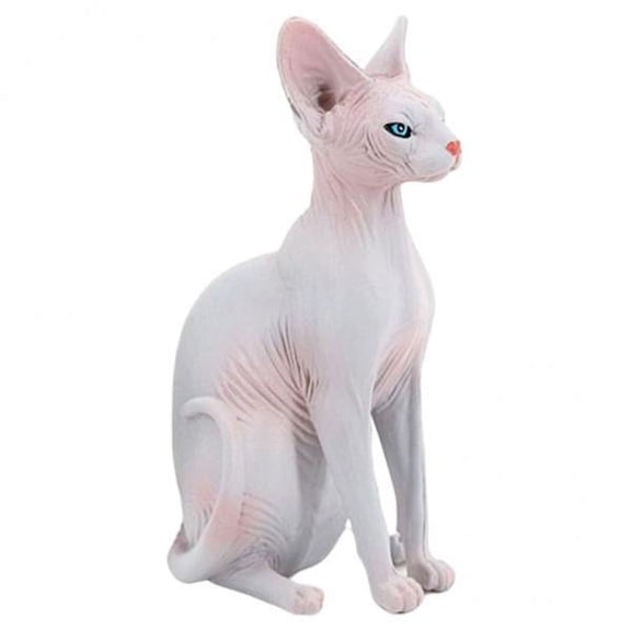 guohui 6xPlastic Solid Cat Figurine Hairless Cat Statues for Home Garden Decor Right
