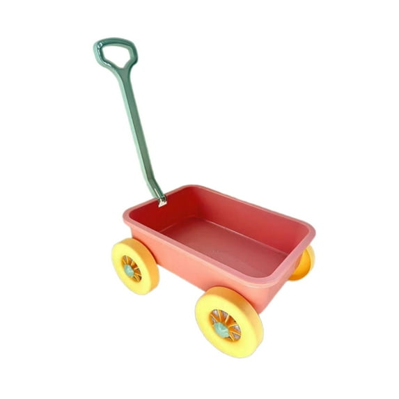 guohui Beach Toy Cart Handheld Storage Car Wagon Toy Garden Tool Pretend Play Wagon Pink
