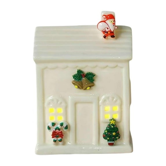 guohui Ceramic Christmas Village House Christmas Village Building for Party Holiday Style D
