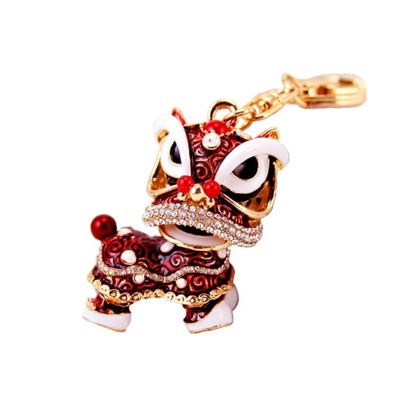 guohui Chinese Dance Lion Keychain Animal Keychains for Gift Party Supplies Car Key Red