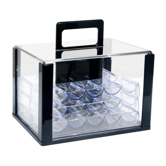 guohui Chip Case Transparent 600Pcs Capacity Acrylic Multipurpose Storage Container with 6pcs 40mm trays