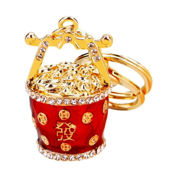 guohui Feng Shui Bucket of Good Fortune Keychain Wealth Creative Harmony Decorative Red