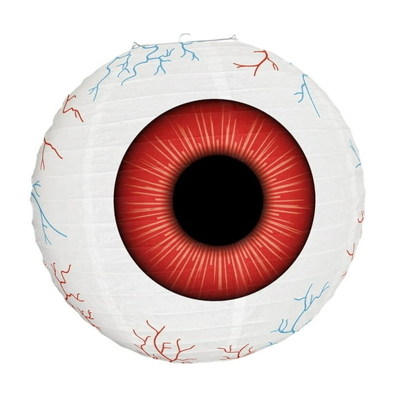 guohui Halloween Paper Lantern Halloween Decoration Eyeball Round Hanging Paper Lantern Hanging Ornament for Garden Home Celebration Red