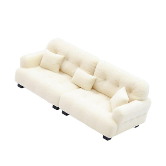 guohui Miniature Dollhouse Sofa Artificial Ornament with Pillow Miniature Toy Model 1 20 Beige