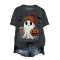 thumbnail image 1 of guuuGxd Woman Halloween Shirt Fall Pumpkin Halloween Tshirts Women Cute Autumn Graphic Tees Tops Dark Gray,XXL, 1 of 4