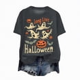 thumbnail image 1 of guuuGxd Womens Halloween Shirt Fall Doodles Crew Neck Shirt Funny Family Party Celebration Short Sleeve Halloween Tshirt Women Pumpkin Graphic Tops Dark Gray,M, 1 of 3