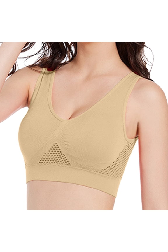 Bralettes For Women Wirefree High Support Bra for Women Small to Plus Size Everyday Wear, Exercise and Offers Back Support Beige,XL