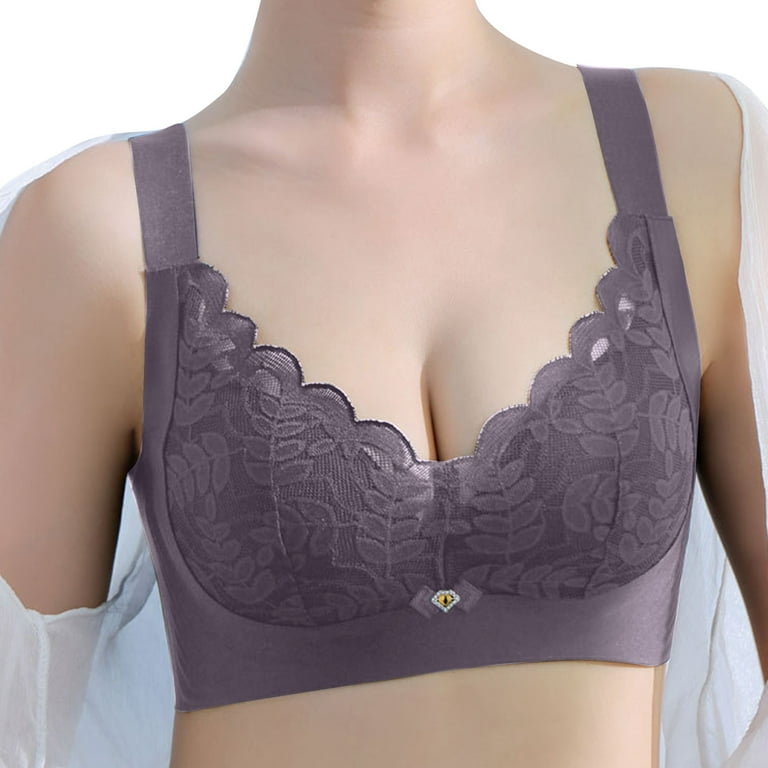 gvdentm Bras Women's Plus Size Full Coverage Underwire Unlined Minimizer  Lace Bra 