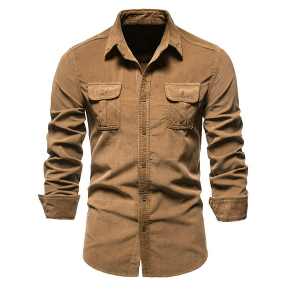 gvdentm Brown Men'S Long Sleeve Quilted Lined Flannel Shirt Jacket With Hood Oversized T Shirts For Men