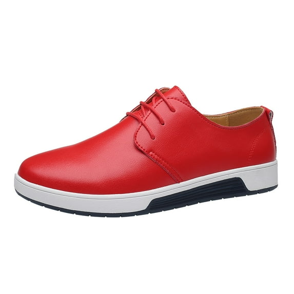 gvdentm Business Casual Shoes Men Leather Summer Style Men's Breathable Comfortable Business Lace Up Leisure Solid