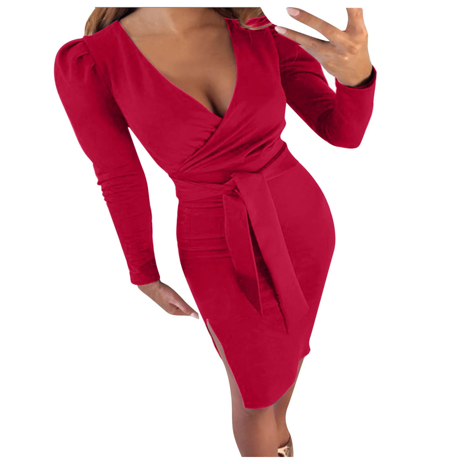 gvdentm Dresses Hide Belly Women's Sequined Formal Evening Dress for