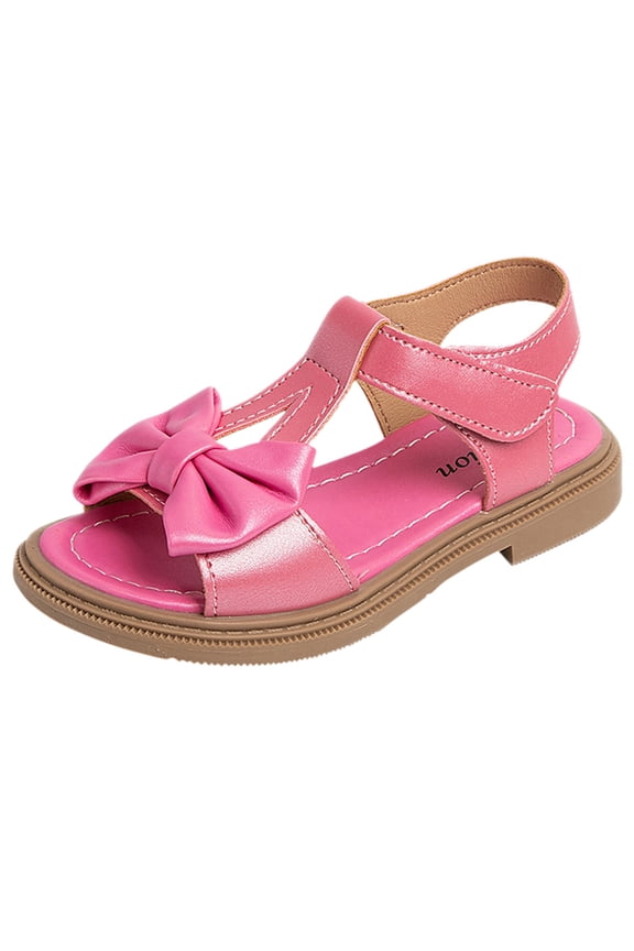 Girls Summer Sandals Girls Sandals Open Toe Princess Flat Sandals with Ruffle Summer Sandals Hot Pink,36