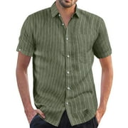 gvdentm Hawaiian Shirt Men Shortsleeve Frontpocket Hawaiian-Print Melon Flamingo Frui Mens Dress Shirts