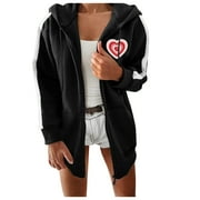 gvdentm Heated Jacket Womens Long Sleeve Zip Sweatshirt Pullover Outwear Coat with Pockets
