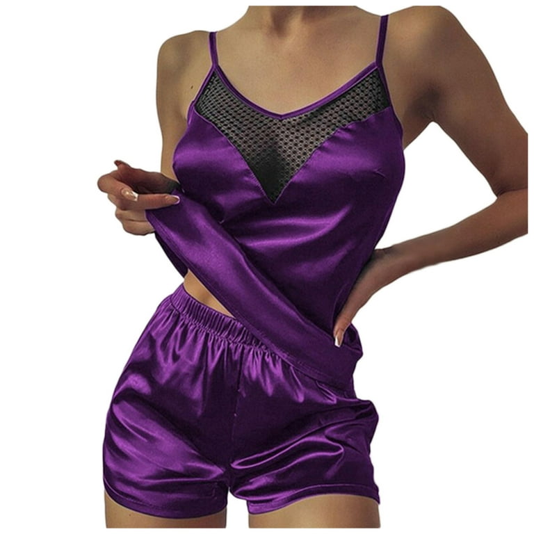 gvdentm Lingerie Women Women's Lingerie 2 Piece Lace V Neck Bra and Panty  Sets Purple,S 