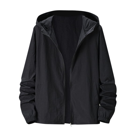 gvdentm Men's Jackets For Winter Men's Sports Jacket Lightweight Windbreaker Outdoor Recreation Coat Black,XL