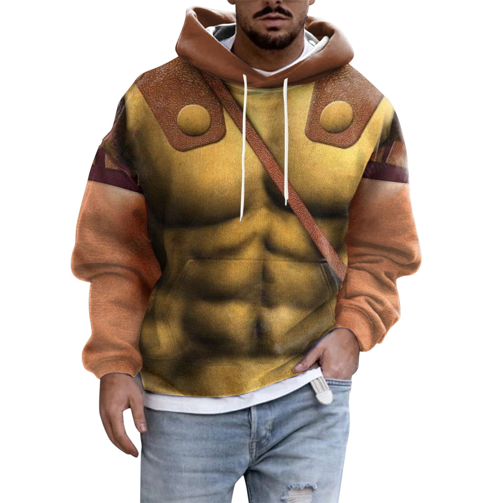 gvdentm Mens Hoodies Pullover Men's Novelty Hoodie Long Sleeves 3D