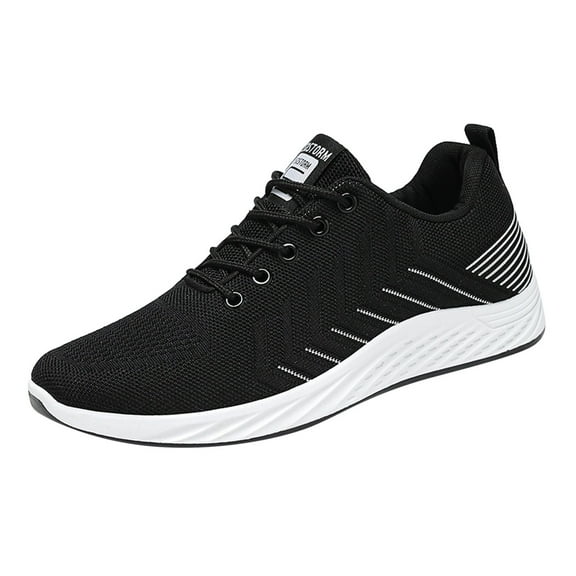 gvdentm Mens Running Sneakers Size 10 Fashion Summer And Autumn Men Flat Mesh Breathable Stripes Solid Color Casual