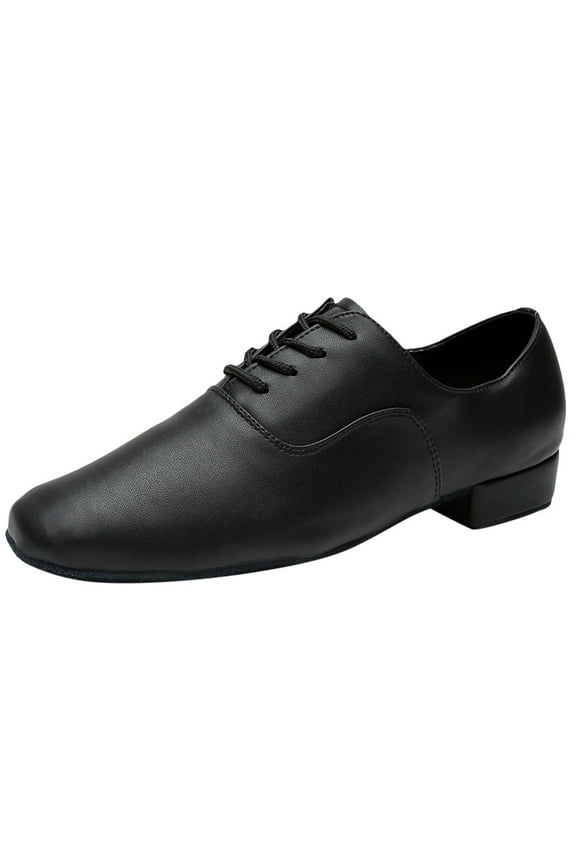 Mens Shoes Leather Flats Black Shoe Morden Leather Latin Jazz Mens Ballroom Round Stylish Dance Toe