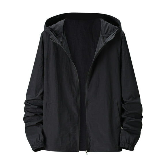 gvdentm Sports Jacket for Men Men's Casual Lightweight Windbreaker Cotton Hooded Jackets Black,XXL
