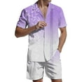thumbnail image 1 of gvdentm Sweat Suits Men Mens 2 Piece Tracksuit Short Sleeve Print Polo Shirt and Shorts Sets Summer Outfits Purple,S, 1 of 3